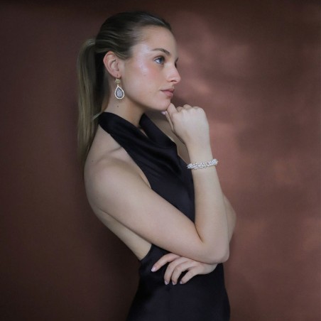 Boucles d'oreilles femme pendantes santibé mini ysé métal doré et perles mini yse-arge-bo – pendantes