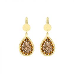 Boucles d'oreilles femme pendantes SANTIBÉ Mini Ysé métal doré et perles MINI YSE-CHAM-BO