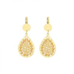Boucles d'oreilles femme pendantes SANTIBÉ Mini Ysé métal doré et perles MINI YSE-DORE-BO