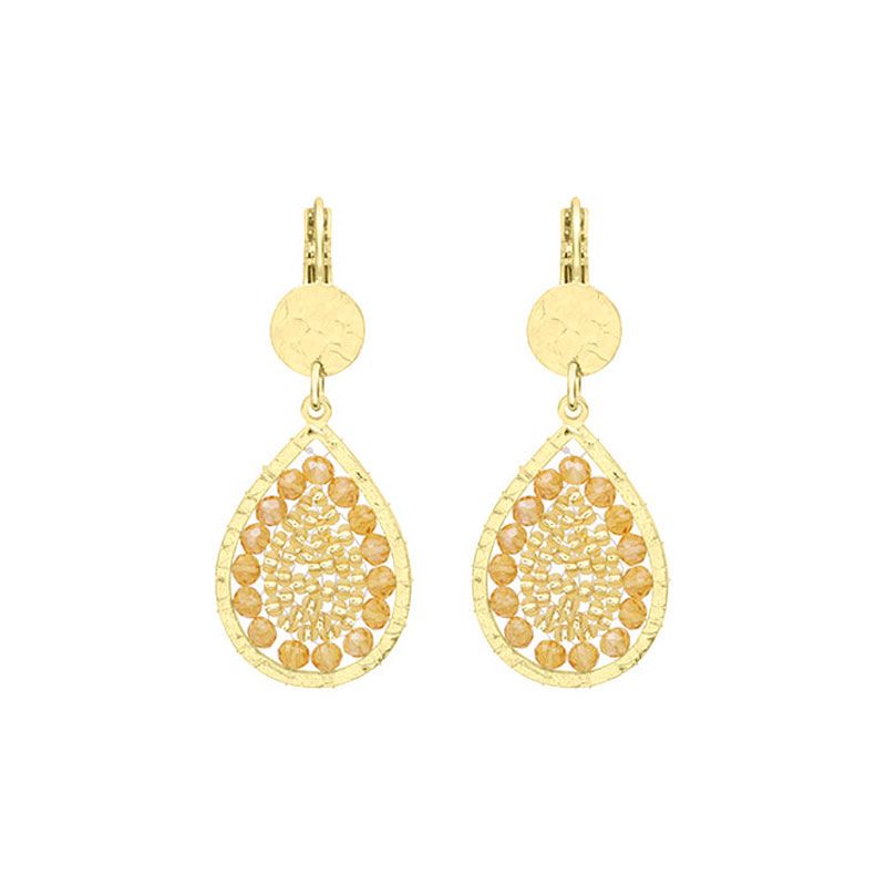 Boucles d'oreilles femme pendantes santibÉ mini ysé métal doré et perles mini yse-dore-bo - pendantes - edora