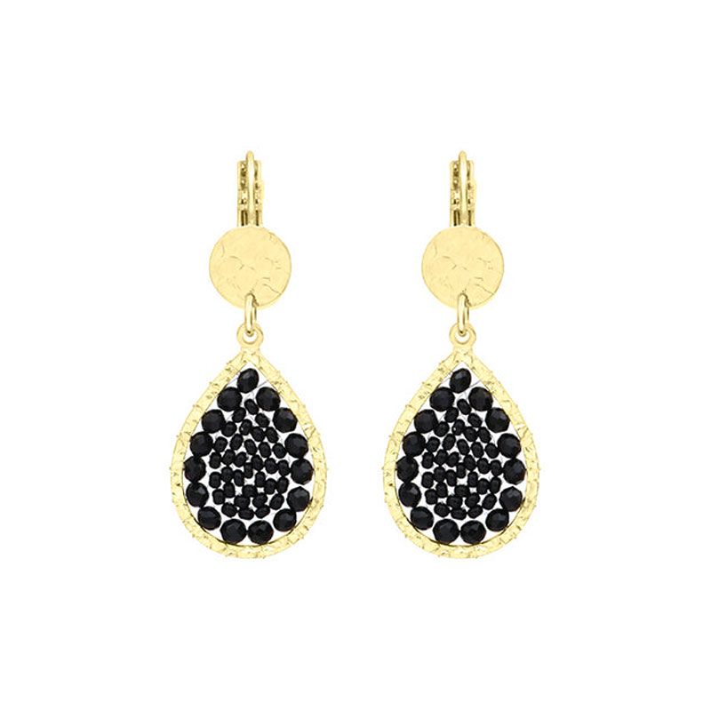 Boucles d'oreilles femme pendantes santibÉ mini ysé métal doré et perles mini yse-noir-bo - pendantes - edora