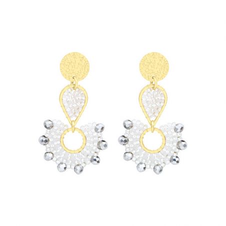 Boucles d’oreilles pendantes argent, or, perles & or blanc femme - pendantes - edora - 1