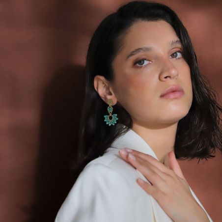 Boucles d’oreilles pendantes argent, or, perles & or blanc femme - pendantes - edora - 2