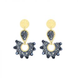 Boucles d'oreilles femme pendantes santibÉ ophélia métal doré et perles ophelia-gris-bo - pendantes - edora - 0