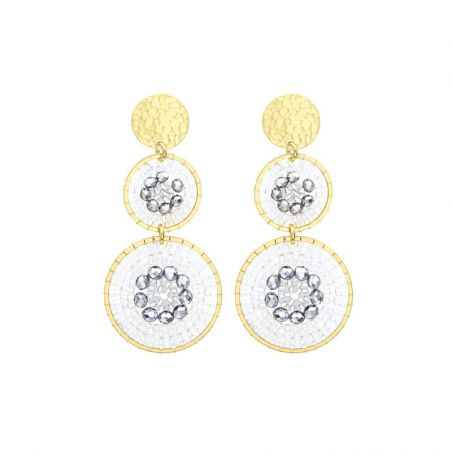Boucles d’oreilles pendantes argent, or, perles & or blanc femme - pendantes - edora - 1