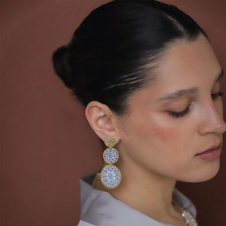 Boucles d’oreilles pendantes argent, or, perles & or blanc femme - pendantes - edora - 2