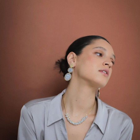 Boucles d'oreilles femme pendantes santibé santiago doré et perles santiago-arge-bo – pendantes