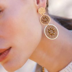 Boucles d'oreilles femme pendantes santibÉ santiago doré et perles santiago-cham-bo - pendantes - edora - 1