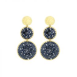 Boucles d'oreilles femme pendantes santibÉ santiago doré et perles santiago-gris-bo - pendantes - edora - 0