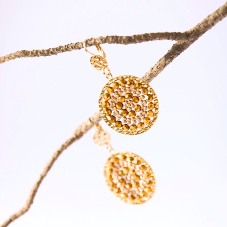 Boucles d'oreilles femme pendantes santibé solène doré et perles solene-cele-bo – pendantes