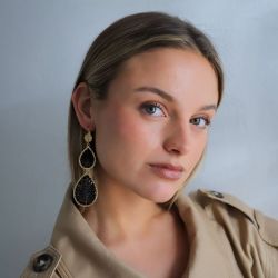 Boucles d'oreilles femme pendantes santibÉ ysé double doré et perles solene-dore-bo - pendantes - edora - 1