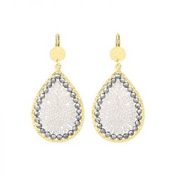 Boucles d'oreilles femme pendantes santibÉ ysé métal doré et perles maxi yse-arge-bo - pendantes - edora - 0