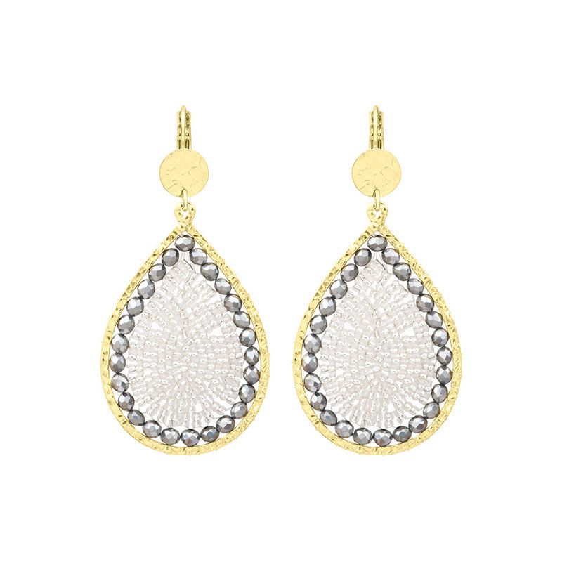 Boucles d'oreilles femme pendantes santibÉ ysé métal doré et perles maxi yse-arge-bo - pendantes - edora