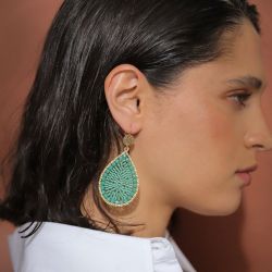 Boucles d'oreilles femme pendantes santibÉ ysé métal doré et perles maxi yse-arge-bo - pendantes - edora - 1