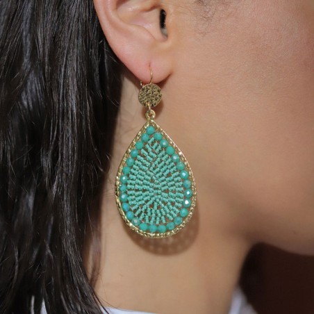 Boucles d'oreilles femme pendantes santibé ysé métal doré et perles maxi yse-arge-bo – pendantes