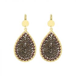 Boucles d'oreilles femme pendantes santibÉ ysé métal doré et perles maxi yse-nois-bo - pendantes - edora - 0