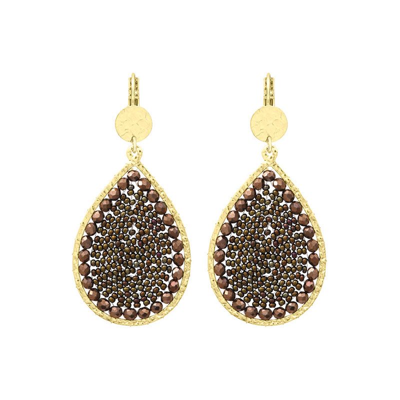 Boucles d'oreilles femme pendantes santibÉ ysé métal doré et perles maxi yse-nois-bo - pendantes - edora