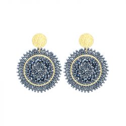 Boucles d'oreilles femme pendantes santibÉ ysé métal doré et perles mini esp-gris-bo - pendantes - edora - 0