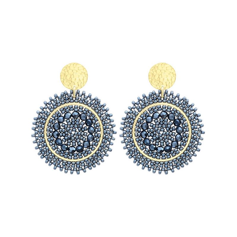 Boucles d'oreilles femme pendantes santibÉ ysé métal doré et perles mini esp-gris-bo - pendantes - edora