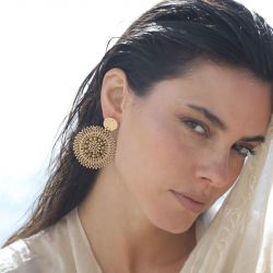 Boucles d'oreilles femme pendantes santibÉ ysé métal doré et perles mini esp-gris-bo - pendantes - edora - 2