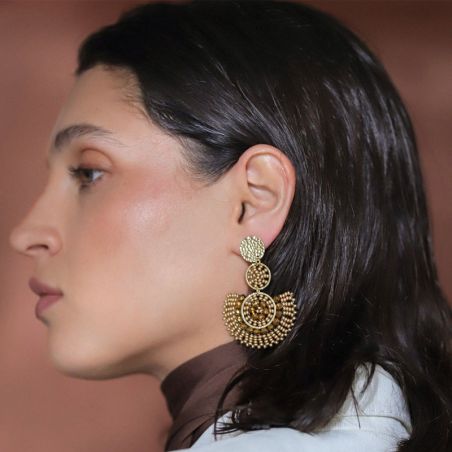 Boucles d’oreilles laiton: créoles laiton & puces d’oreilles - pendantes - edora - 2