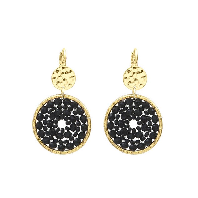 Boucles d'oreilles femme pendantes santibÉ maxi paradis doré et perles paradis-noir-bo - pendantes - edora