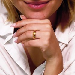 Bague mixte alliance edora or 375/1000 jaune ruban bombé confort edoh1351550 - alliances - edora - 1