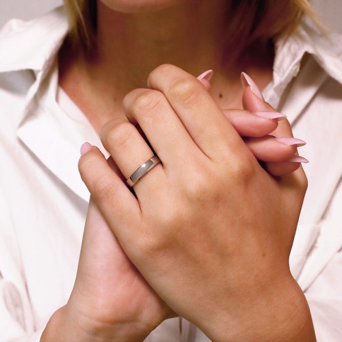 Bague Mixte Alliance EDORA OR 375/1000 Blanc Ruban Bombé EDOH1301045