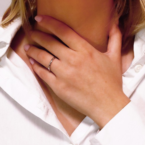 Bague Mixte Alliance EDORA OR 375/1000 Blanc Ruban Bombé EDOH1301025