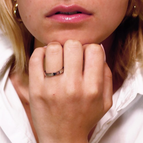 Bague Mixte Alliance EDORA OR 375/1000 Blanc Ruban Plat Confort EDOH1251035