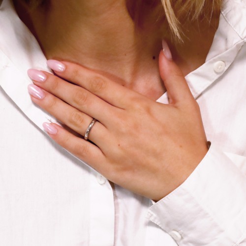 Bague Mixte Alliance EDORA OR 375/1000 Blanc Demi-Jonc EDOH1101035