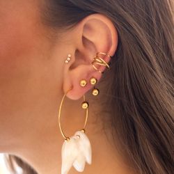 Earcuff femme zag jimena acier doré slk25175-01uni - boucles-d-oreilles-acier - edora - 1