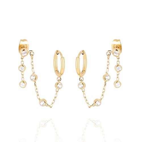 Boucles d'oreilles et piercing femme ZAG Ageha acier doré SEX26988-01WHT