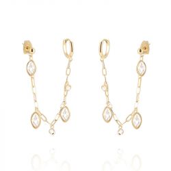 Boucles d'oreilles et piercing femme zag azelie acier doré sex26567-01wht - piercing-femme - edora - 0