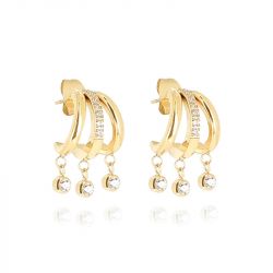 Boucles d'oreilles femme créoles zag silvia acier doré sex25193-01wht - boucles-d-oreilles-acier - edora - 0