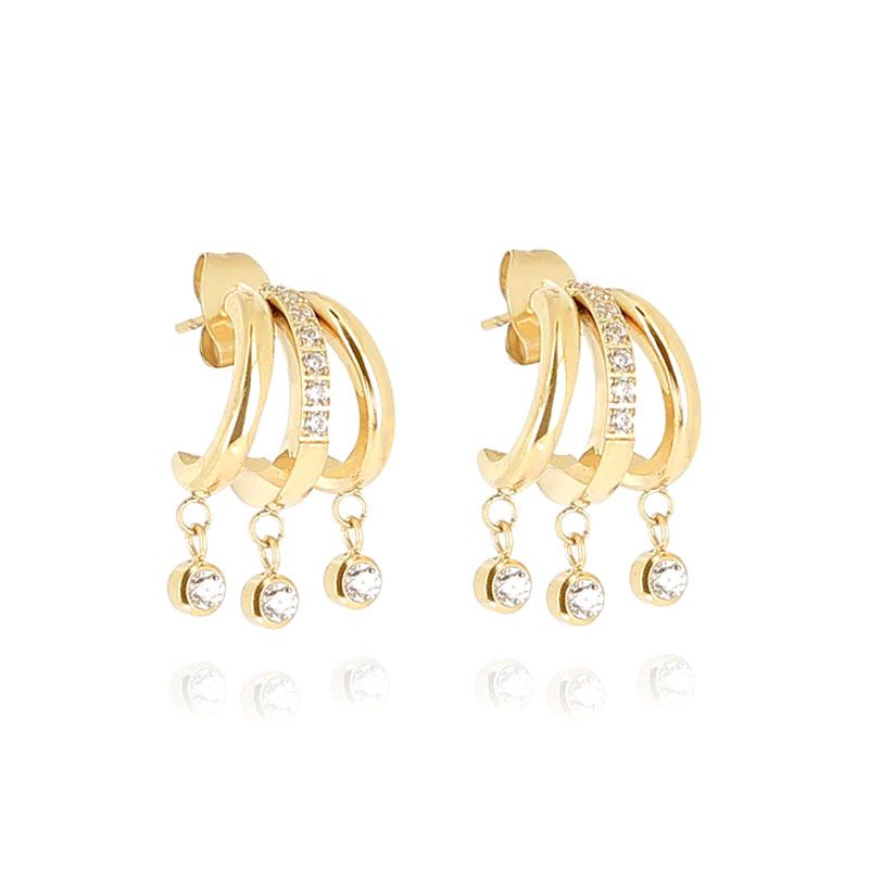 Boucles d'oreilles femme créoles zag silvia acier doré sex25193-01wht - boucles-d-oreilles-acier - edora