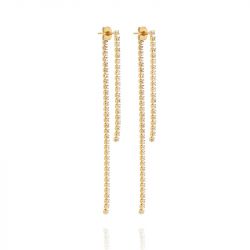 Boucles d'oreilles femme pendantes zag breeka acier doré sex24481-01wht - boucles-d-oreilles-acier - edora - 0