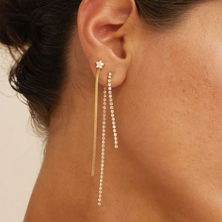 Boucles d’oreilles pendantes argent, or, perles & or blanc femme - boucles-d-oreilles-acier - edora - 2