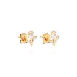Boucles d'oreilles femme puces zag circée acier doré sep24302-01wht - boucles-d-oreilles-acier - edora - 0