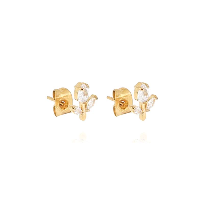 Boucles d'oreilles femme puces zag circée acier doré sep24302-01wht - boucles-d-oreilles-acier - edora