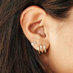 Boucles d'oreilles femme puces zag circée acier doré sep24302-01wht - boucles-d-oreilles-acier - edora - 1