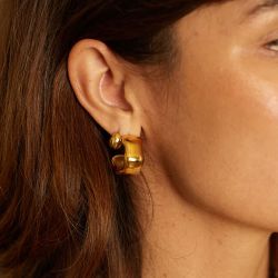 Boucles d'oreilles femme créoles zag larme acier doré sep23086-01uni - boucles-d-oreilles-acier - edora - 1