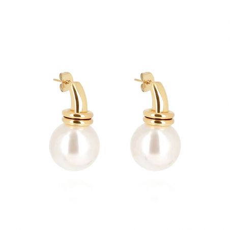 Boucles d’oreilles pendantes argent, or, perles & or blanc femme - boucles-d-oreilles-acier - edora - 1