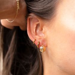 Boucles d'oreilles femme créoles zag elmy acier doré sem26622-01uni - boucles-d-oreilles-acier - edora - 1