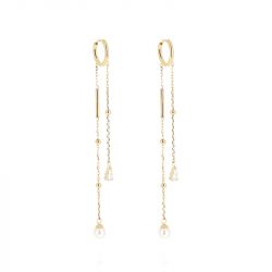 Boucles d'oreilles femme pendantes zag zya acier doré sel26928-01wht - boucles-d-oreilles-acier - edora - 0