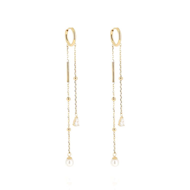 Boucles d'oreilles femme pendantes zag zya acier doré sel26928-01wht - boucles-d-oreilles-acier - edora