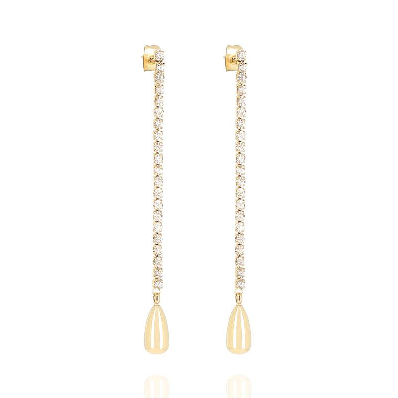 Boucles d'oreilles femme pendantes zag léontine acier doré sel26907-01wht - boucles-d-oreilles-acier - edora