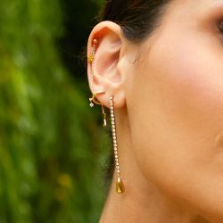 Boucles d'oreilles femme pendantes zag tahia acier doré sel26898-01wht - boucles-d-oreilles-acier - edora - 1