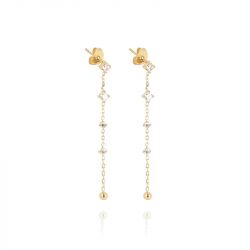 Boucles d'oreilles femme pendantes zag bruma acier doré sel24468-01wht - boucles-d-oreilles-acier - edora - 0