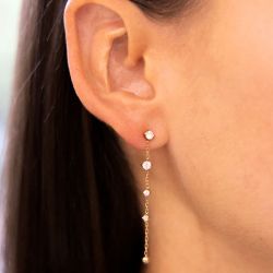 Boucles d'oreilles femme pendantes zag bruma acier doré sel24468-01wht - boucles-d-oreilles-acier - edora - 1